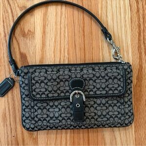 Coach Signature Black and Gray Wristlet